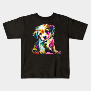 Puppy Colorful Pop Art Design Dog Lover Gift Idea Kids T-Shirt